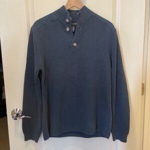 Banana Republic Men’s Navy Sweater with Vegan Suede Shoulder and Elbow Accents
